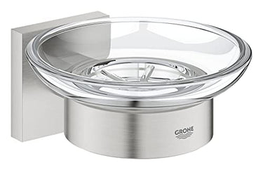 GROHE Start Cube - Seifenschale mit Halter (verdeckte Befestigung, Material: Glas/ Metall), supersteel, 41096DC0 im Sale